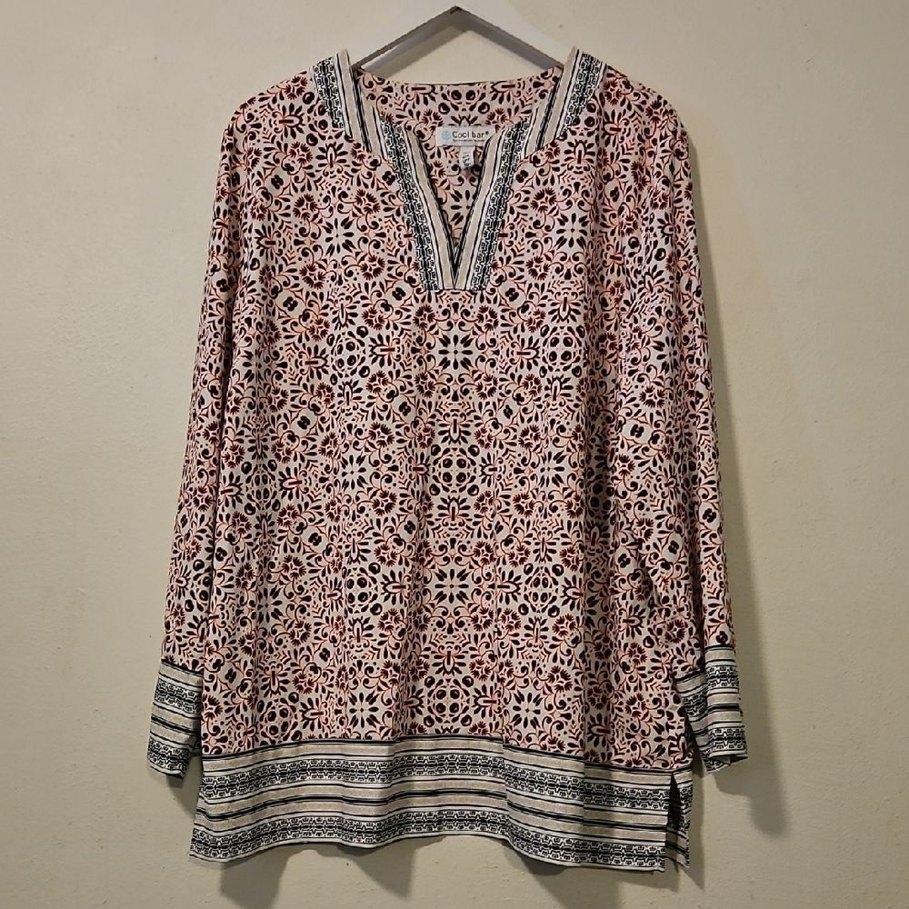 Coolibar Jardin  Black and Pink Geometric Tunic